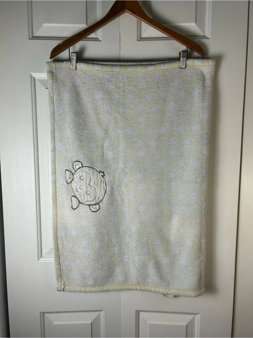 Bedtime Originals Brown Monkey Baby Blanket Yellow White Polka Dots Lovey
